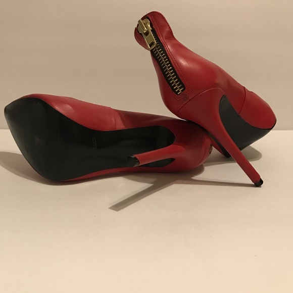 Red Leather Zipper Back Pumps Steve Madden 8M - Picture 3 of 3